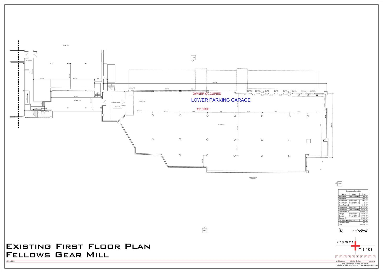 Existing first floor plan — Fellows Gear Mill (Kramer Marks Architects)